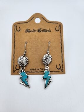 Rustic Couture Turquoise Lightning Drop Earrings